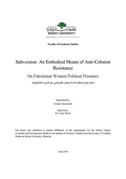 ملف:أساليب تجسيد المقاومة ضد الاستعمار الكولونيالي - عن الأسيرات الفلسطينيات.pdf