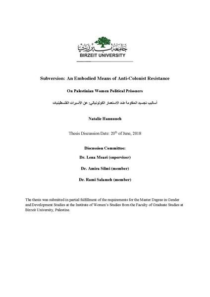 ملف:أساليب تجسيد المقاومة ضد الاستعمار الكولونيالي - عن الأسيرات الفلسطينيات.pdf