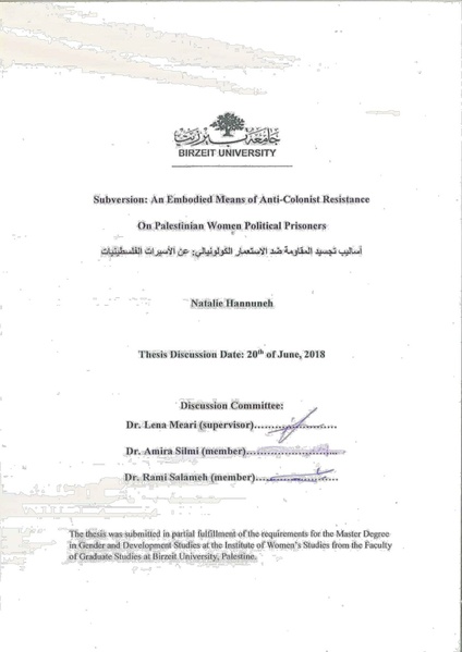 ملف:أساليب تجسيد المقاومة ضد الاستعمار الكولونيالي - عن الأسيرات الفلسطينيات.pdf