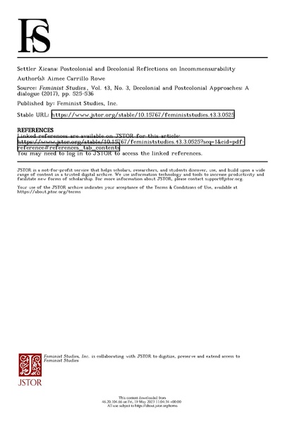 ملف:Settler Xicana - Postcolonial and Decolonial Reflections on Incommensurability.pdf