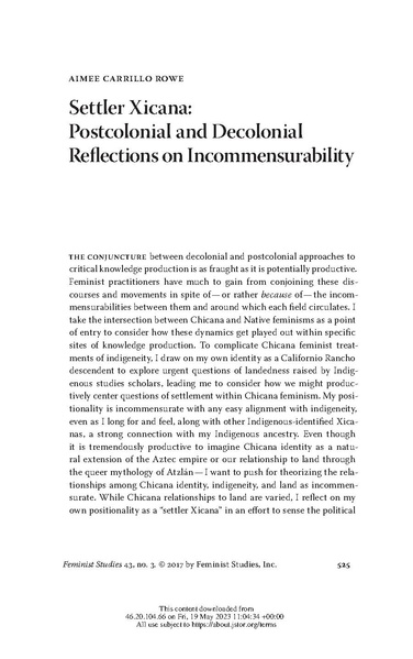ملف:Settler Xicana - Postcolonial and Decolonial Reflections on Incommensurability.pdf