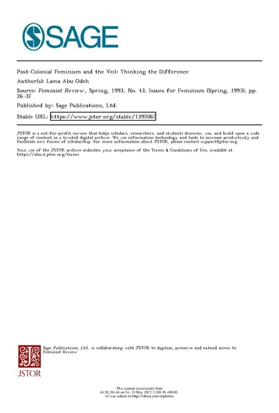 ملف:Post-Colonial Feminism and the Veil - Thinking the Difference.pdf