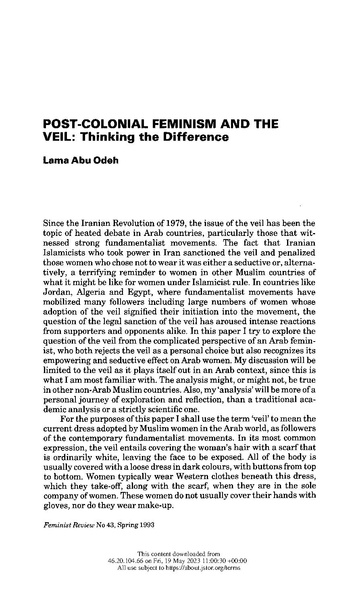 ملف:Post-Colonial Feminism and the Veil - Thinking the Difference.pdf
