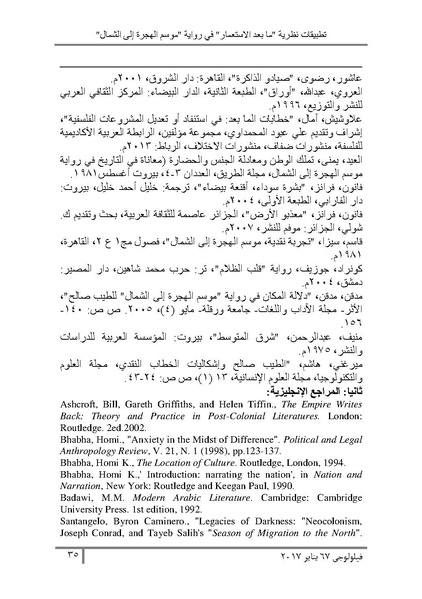 ملف:تطبيقات نظرية ما بعد الاستعمار في رواية موسم الهجرة إلى الشمال.pdf